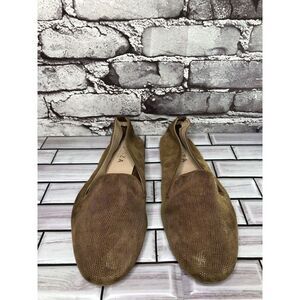 Kinza Camel Brown Shimmer Leather Snake Print Ballet Flats Shoes Women Sz 40EU/9